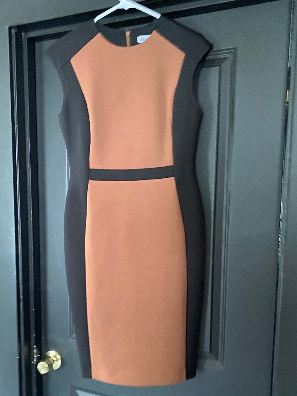 Calvin Klein black and brown scuba sheath dress size 6